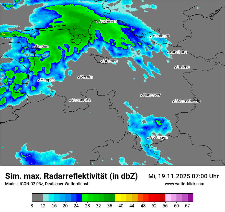 Modellkarten Simuliertes Radarbild