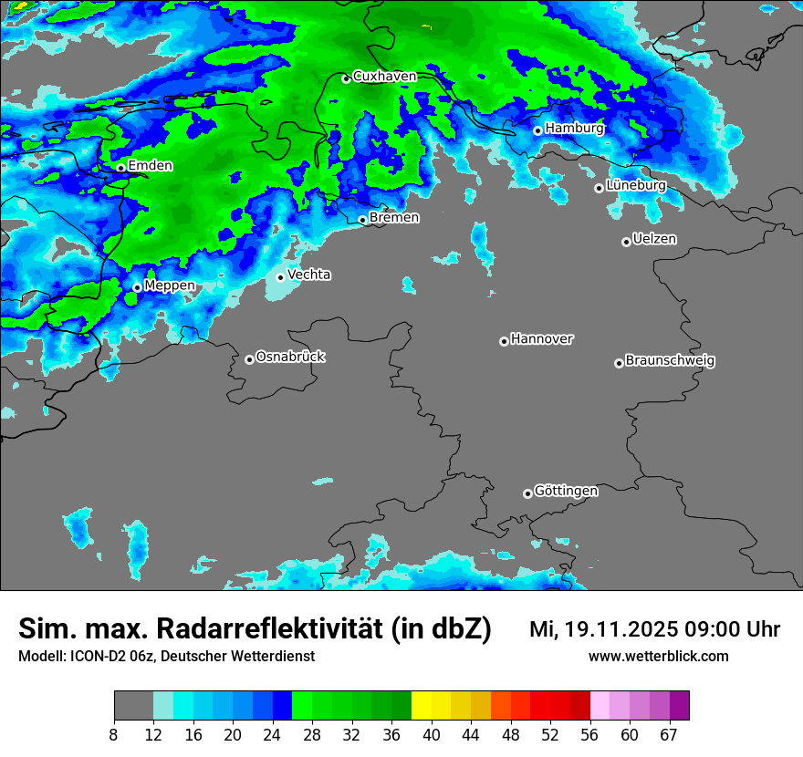 Modellkarten Simuliertes Radarbild