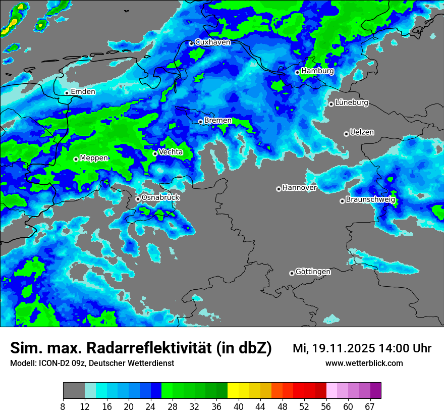 Modellkarten Simuliertes Radarbild
