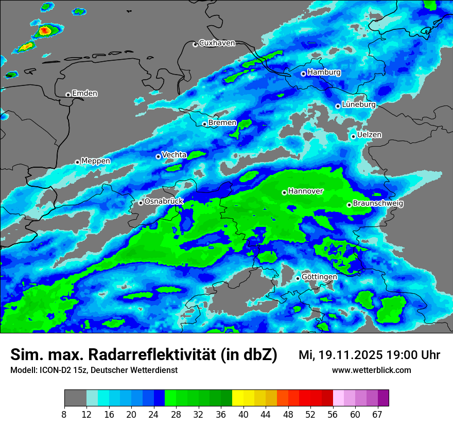 Modellkarten Simuliertes Radarbild