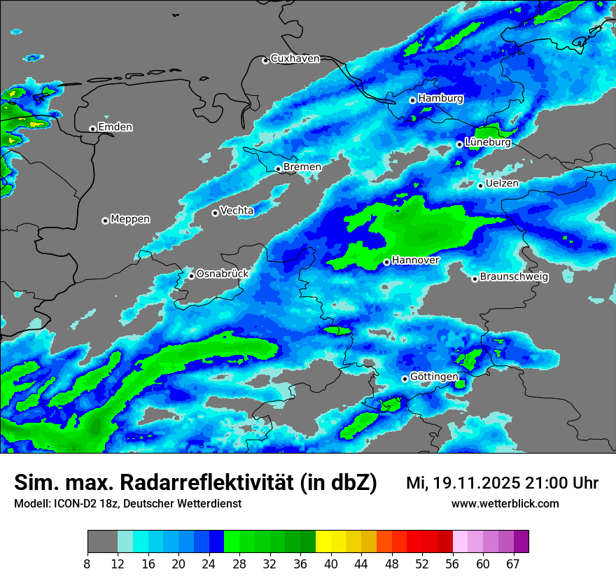 Modellkarten Simuliertes Radarbild