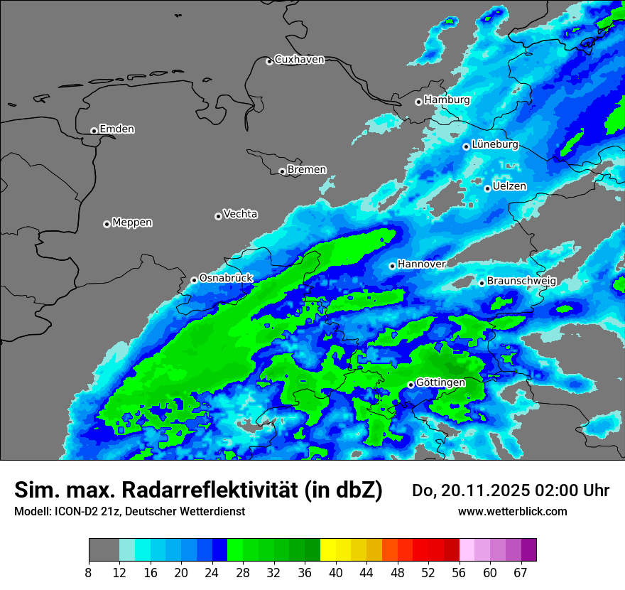 Modellkarten Simuliertes Radarbild