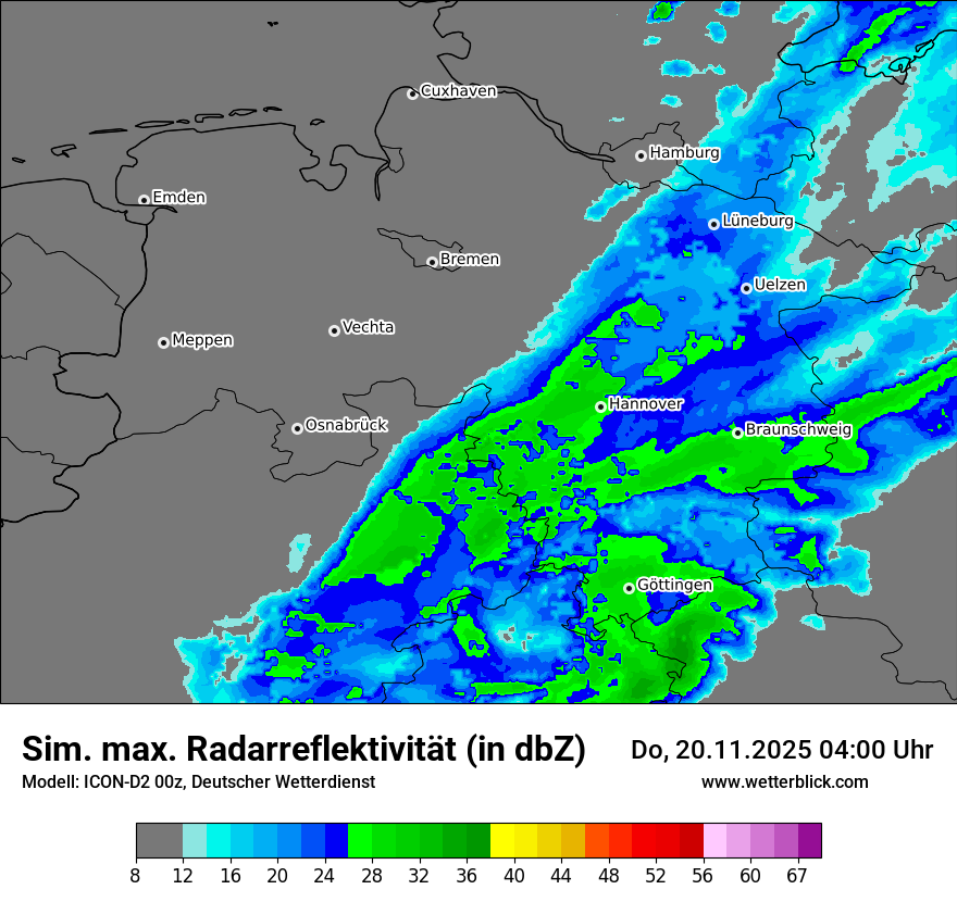 Modellkarten Simuliertes Radarbild