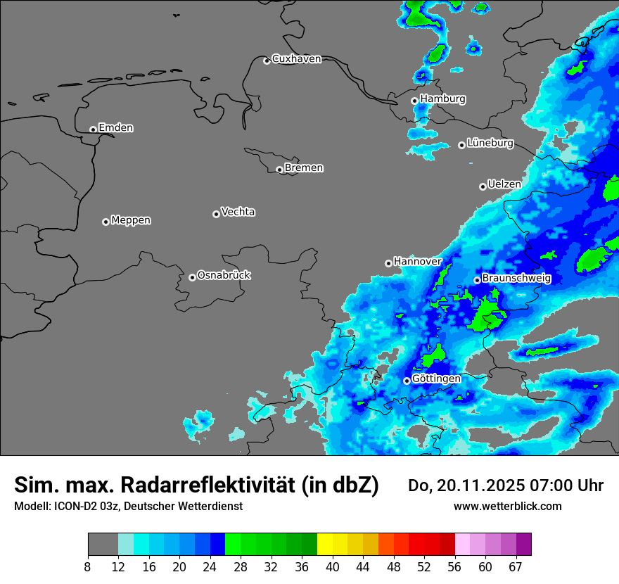 Modellkarten Simuliertes Radarbild