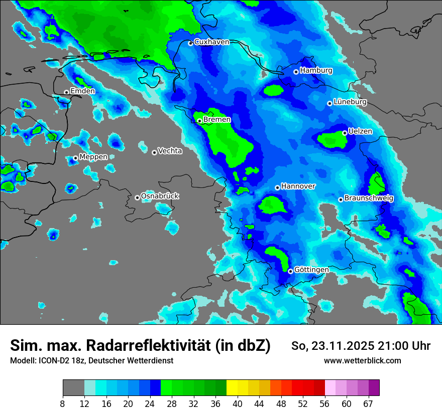 Modellkarten Simuliertes Radarbild
