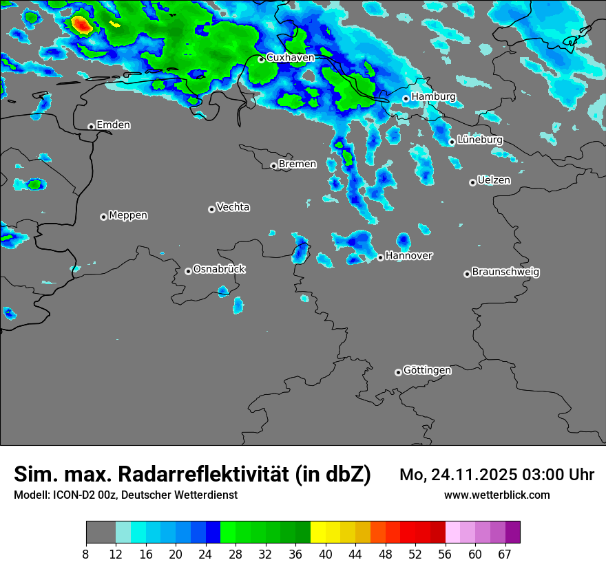 Modellkarten Simuliertes Radarbild
