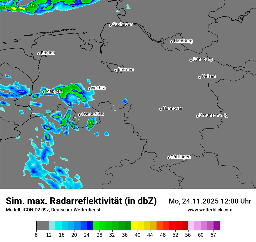 Modellkarten Simuliertes Radarbild