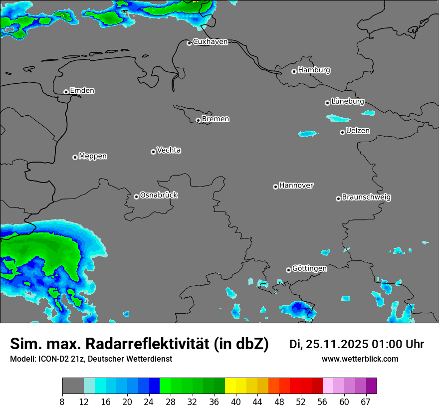 Modellkarten Simuliertes Radarbild
