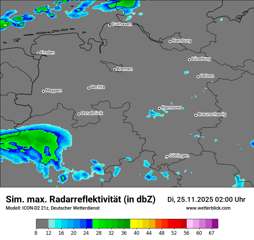 Modellkarten Simuliertes Radarbild