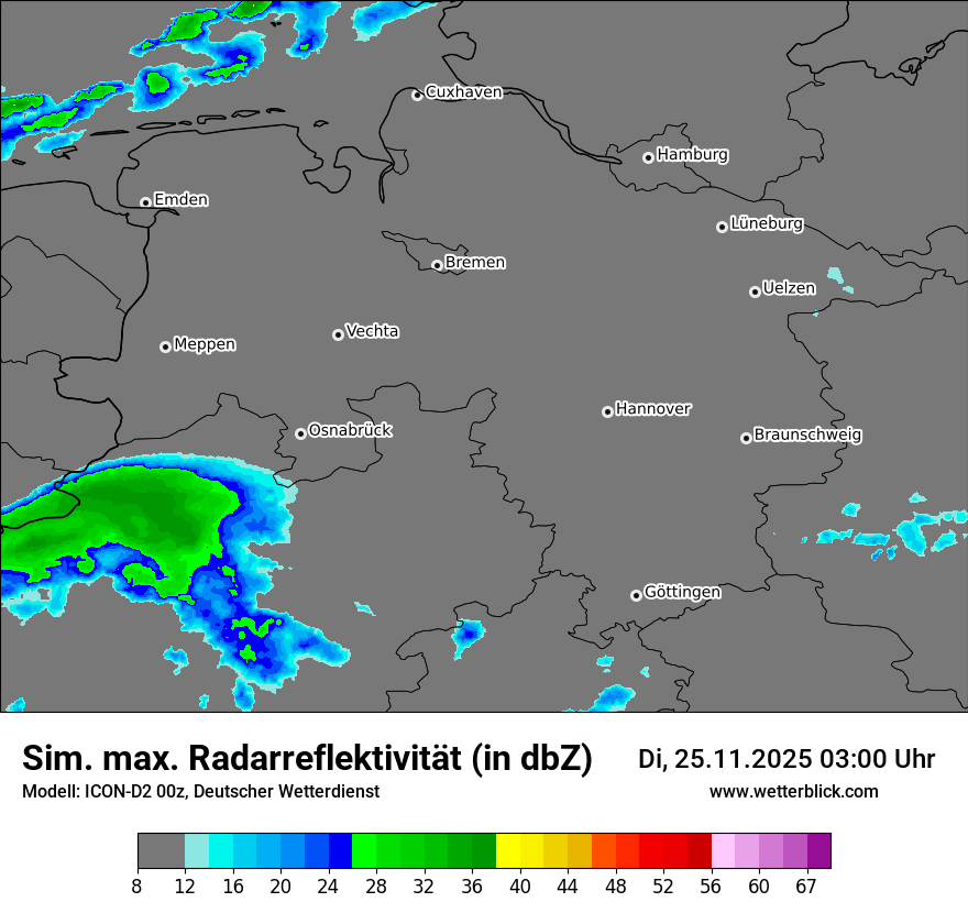 Modellkarten Simuliertes Radarbild