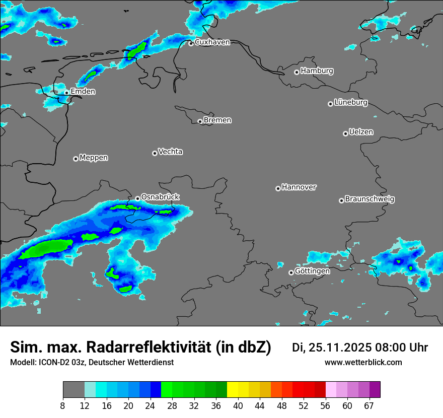 Modellkarten Simuliertes Radarbild