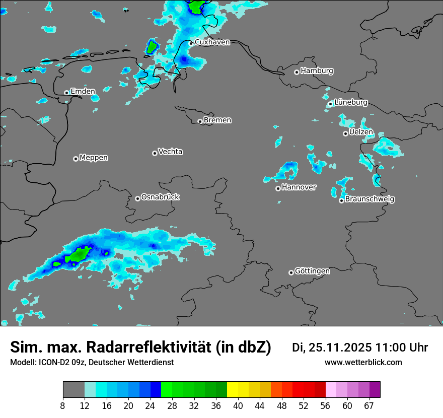 Modellkarten Simuliertes Radarbild