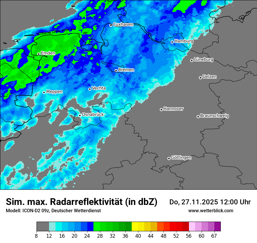 Modellkarten Simuliertes Radarbild