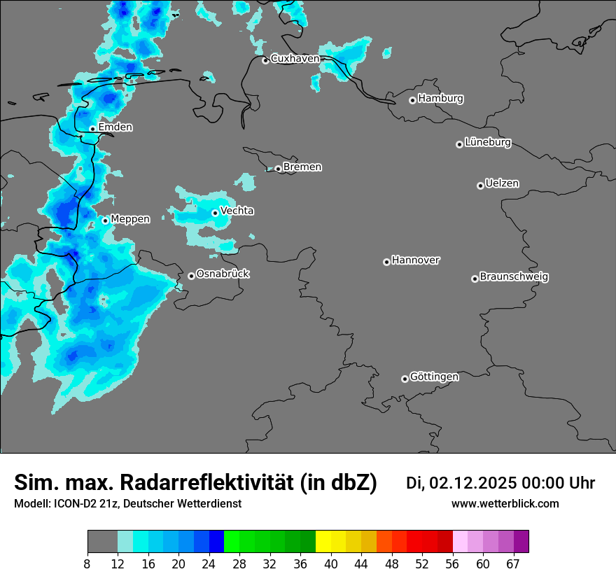 Modellkarten Simuliertes Radarbild
