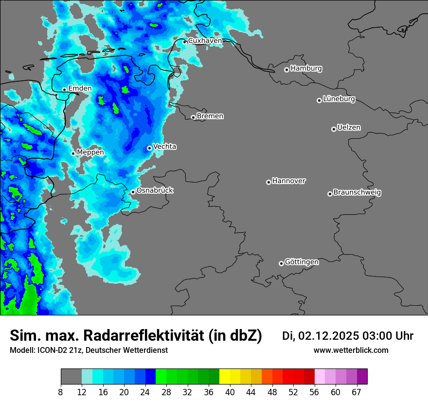 Modellkarten Simuliertes Radarbild