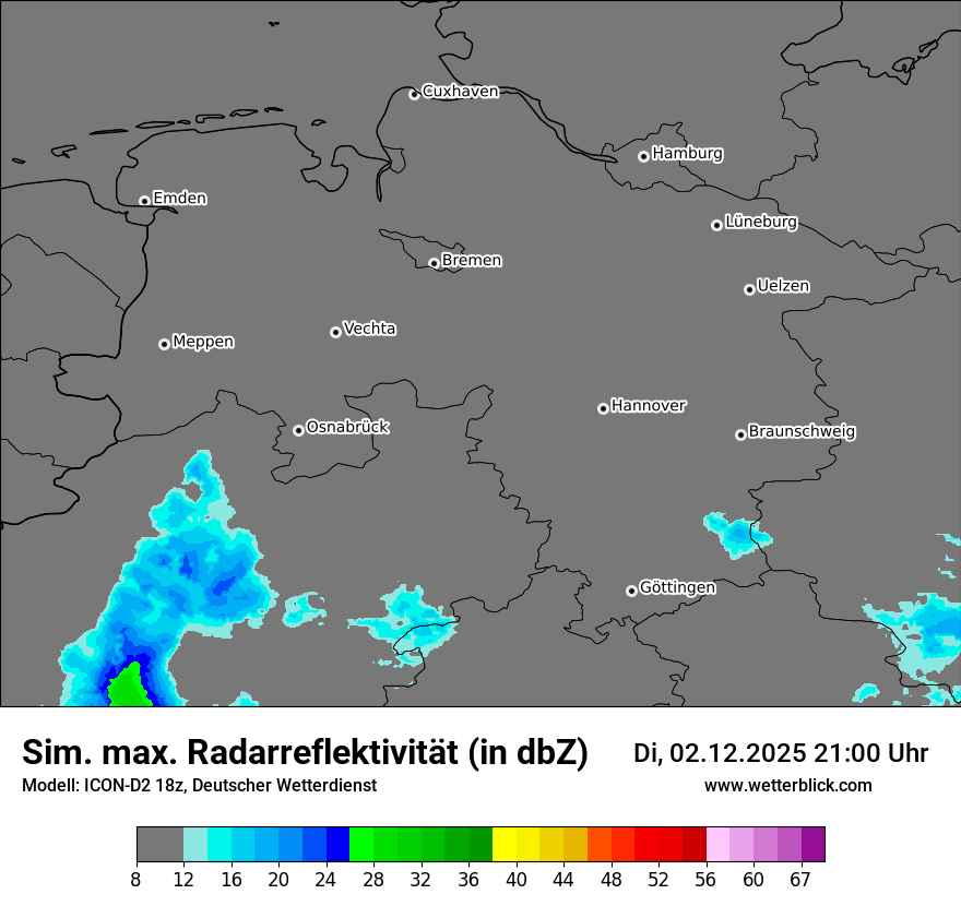 Modellkarten Simuliertes Radarbild