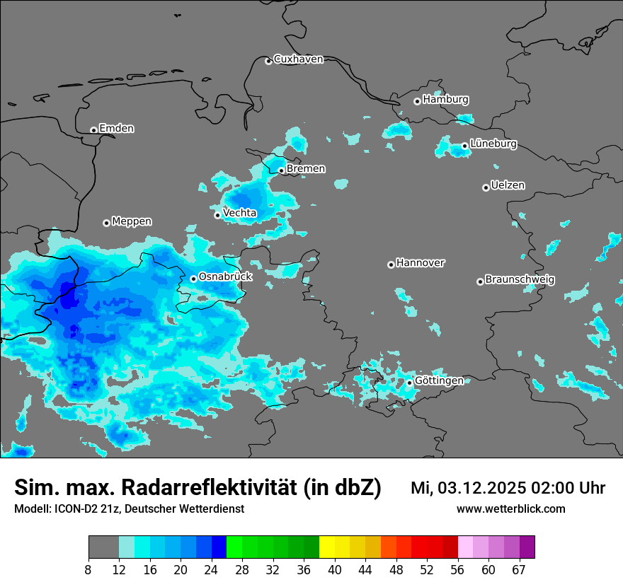 Modellkarten Simuliertes Radarbild