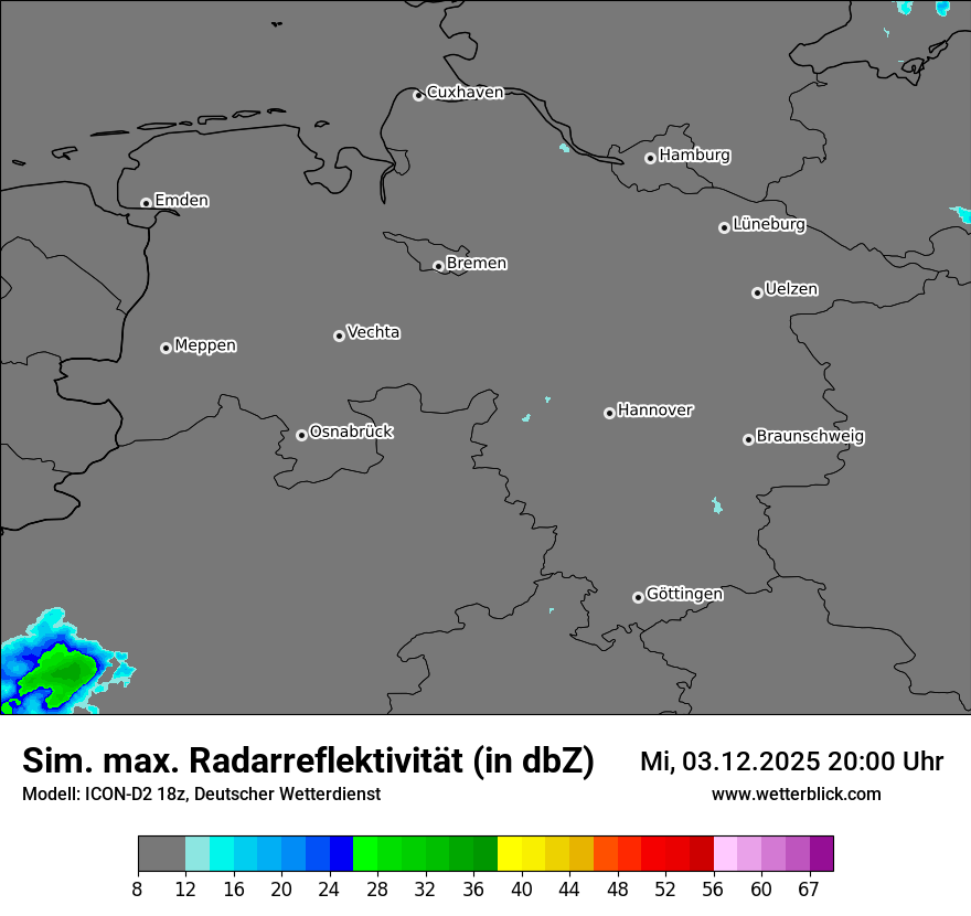 Modellkarten Simuliertes Radarbild