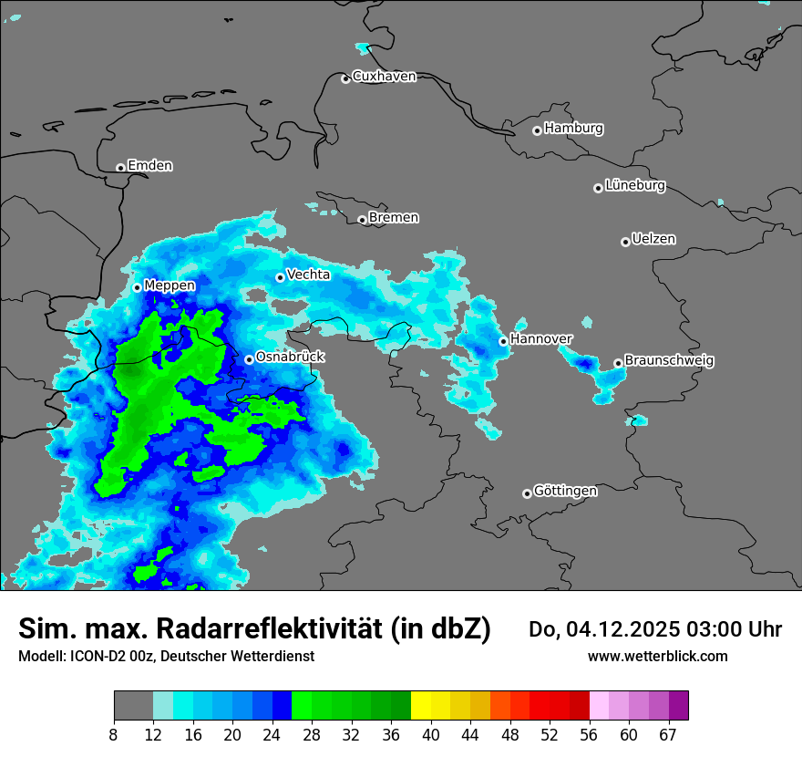 Modellkarten Simuliertes Radarbild