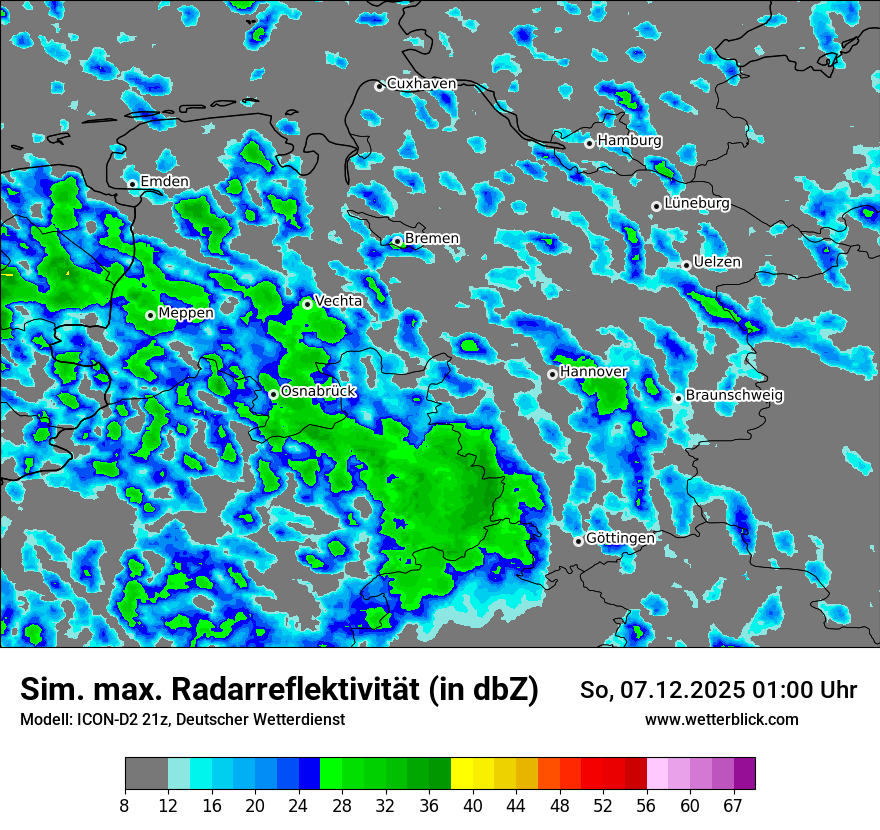 Modellkarten Simuliertes Radarbild