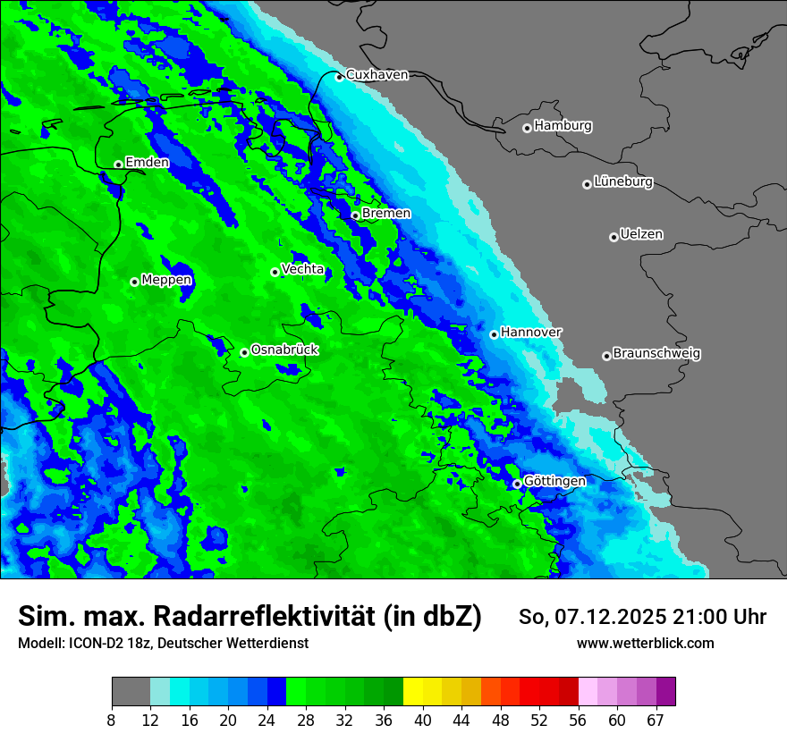Modellkarten Simuliertes Radarbild