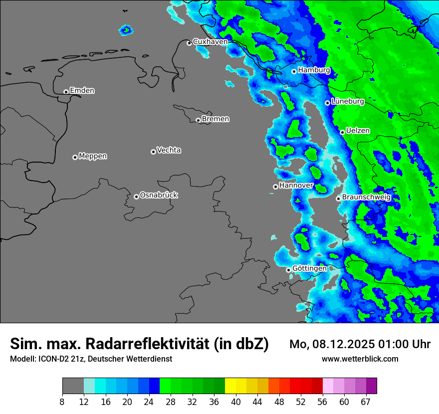 Modellkarten Simuliertes Radarbild