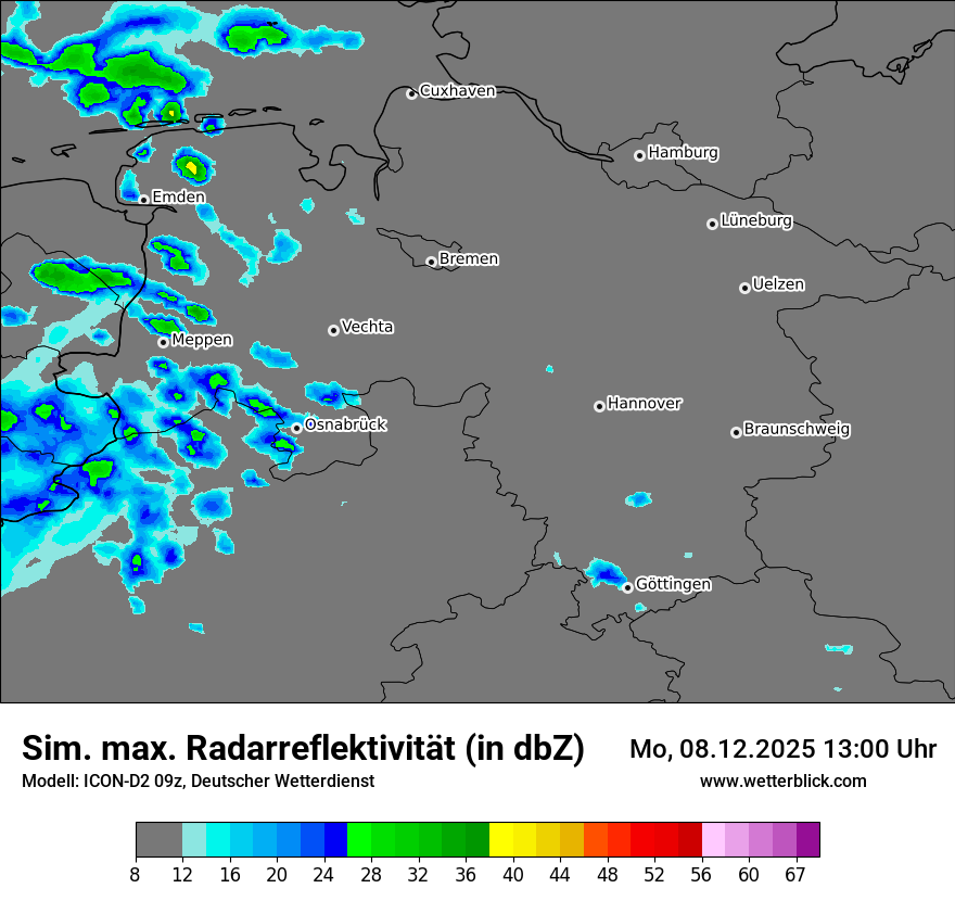 Modellkarten Simuliertes Radarbild