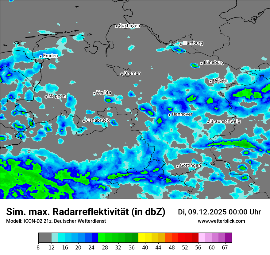 Modellkarten Simuliertes Radarbild