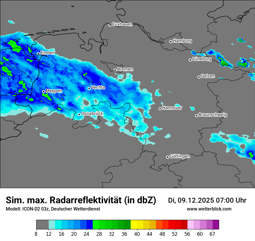 Modellkarten Simuliertes Radarbild