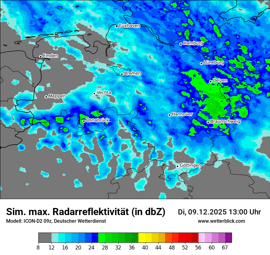 Modellkarten Simuliertes Radarbild