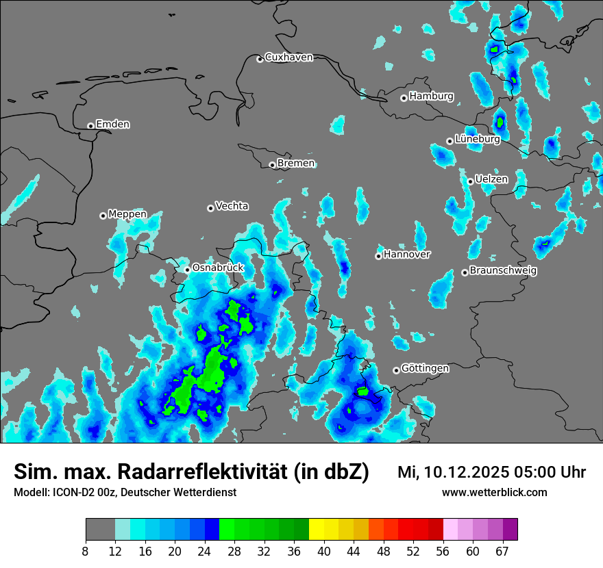 Modellkarten Simuliertes Radarbild