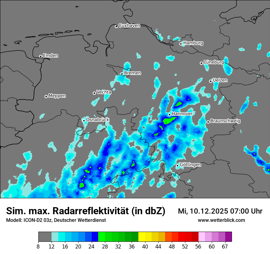 Modellkarten Simuliertes Radarbild