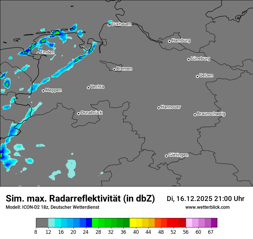 Modellkarten Simuliertes Radarbild