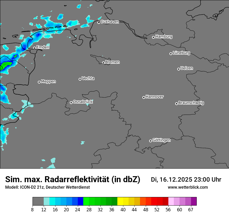 Modellkarten Simuliertes Radarbild