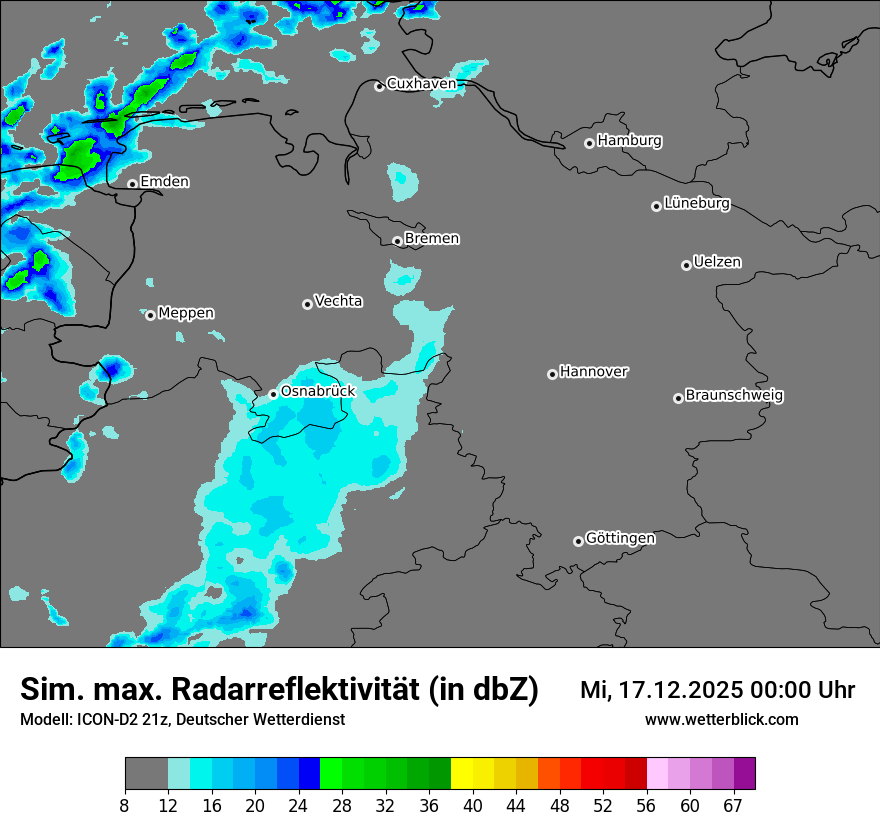 Modellkarten Simuliertes Radarbild
