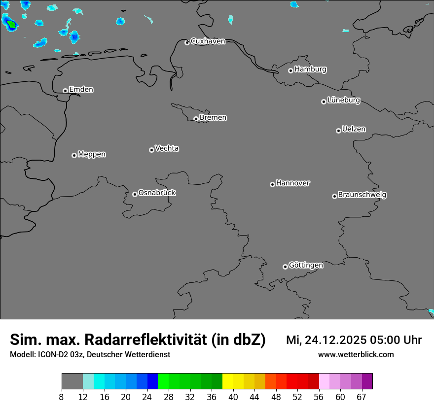 Modellkarten Simuliertes Radarbild