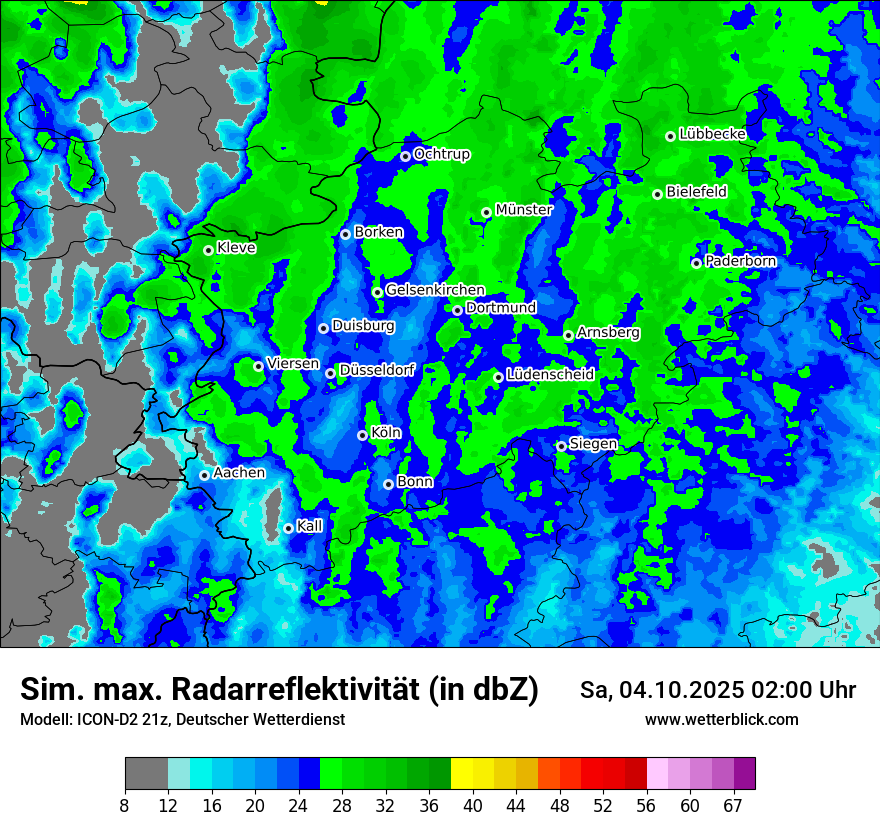 Modellkarten Simuliertes Radarbild