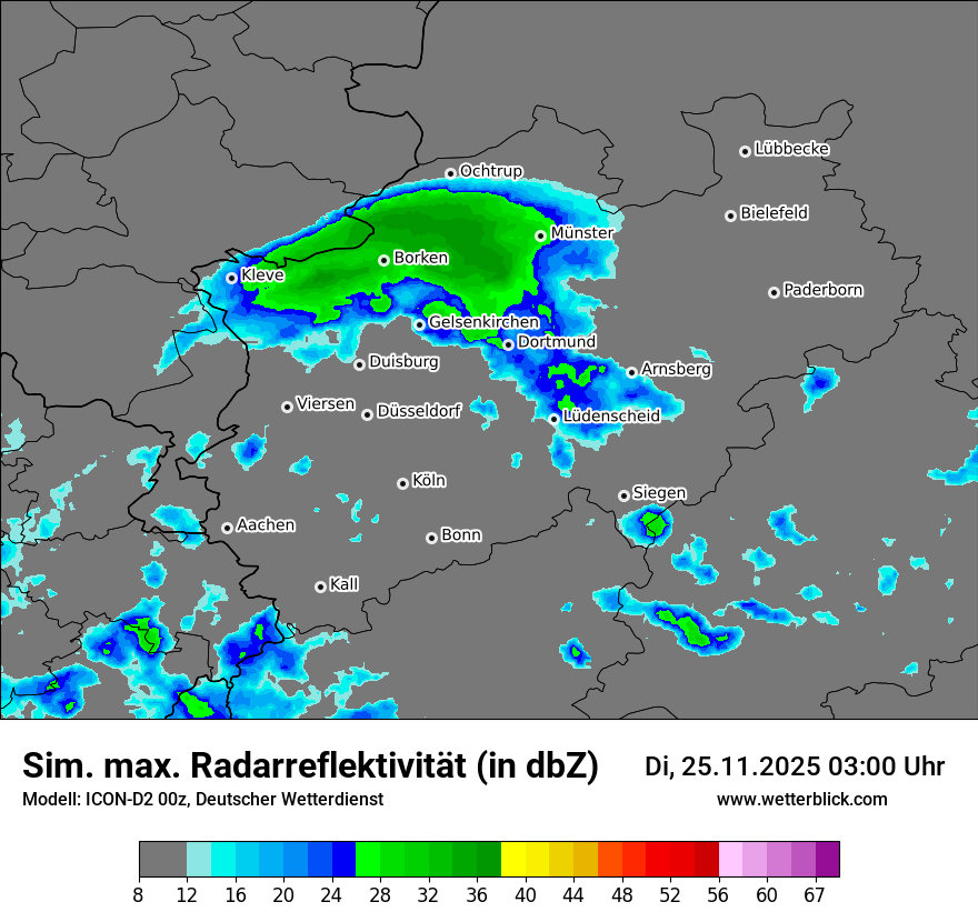Modellkarten Simuliertes Radarbild