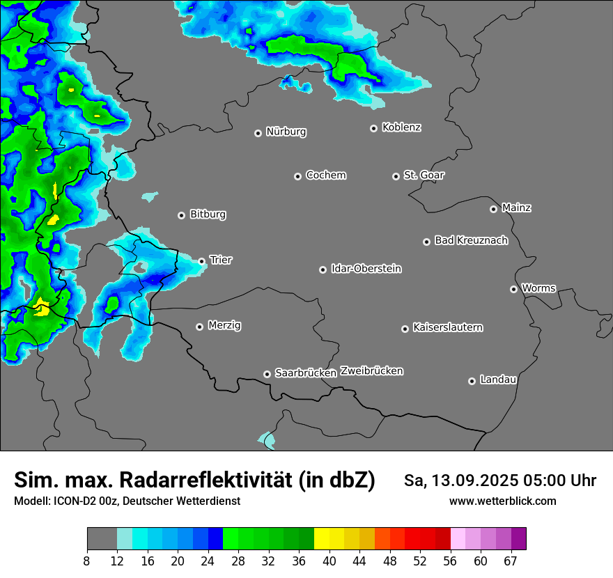 Modellkarten Simuliertes Radarbild