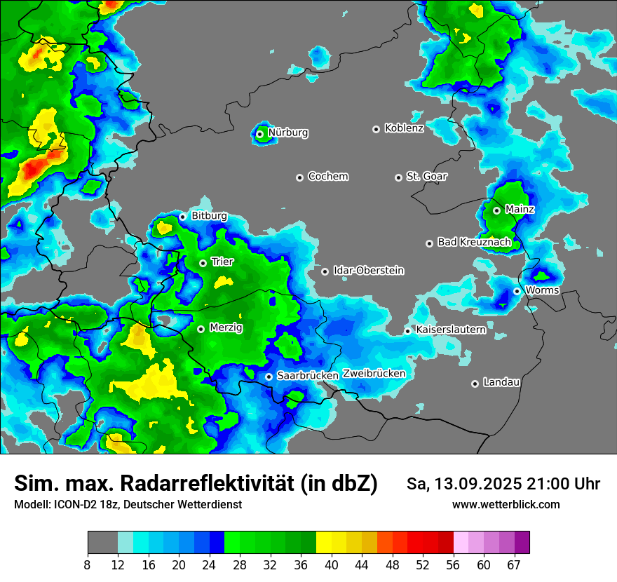 Modellkarten Simuliertes Radarbild