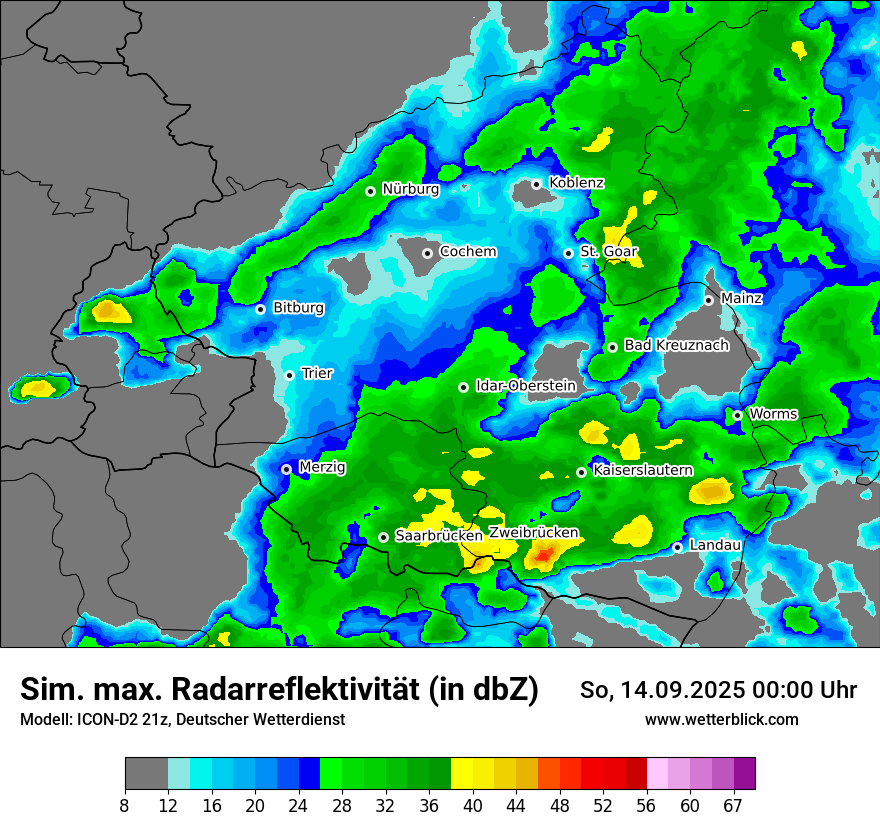 Modellkarten Simuliertes Radarbild
