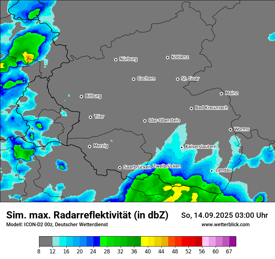 Modellkarten Simuliertes Radarbild