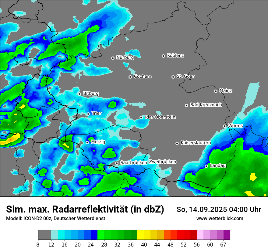 Modellkarten Simuliertes Radarbild