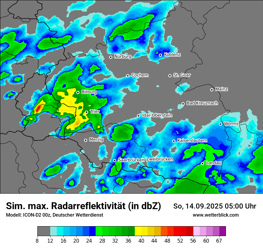 Modellkarten Simuliertes Radarbild