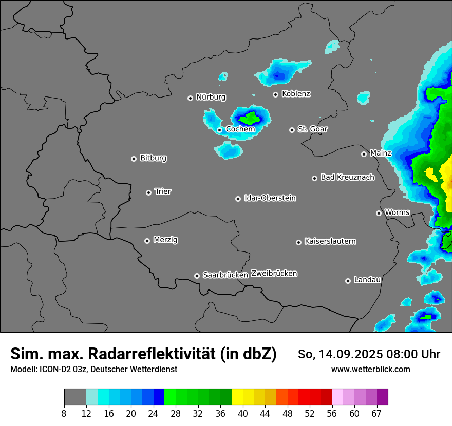 Modellkarten Simuliertes Radarbild