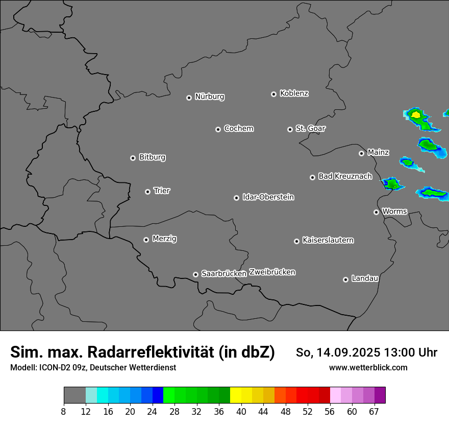 Modellkarten Simuliertes Radarbild