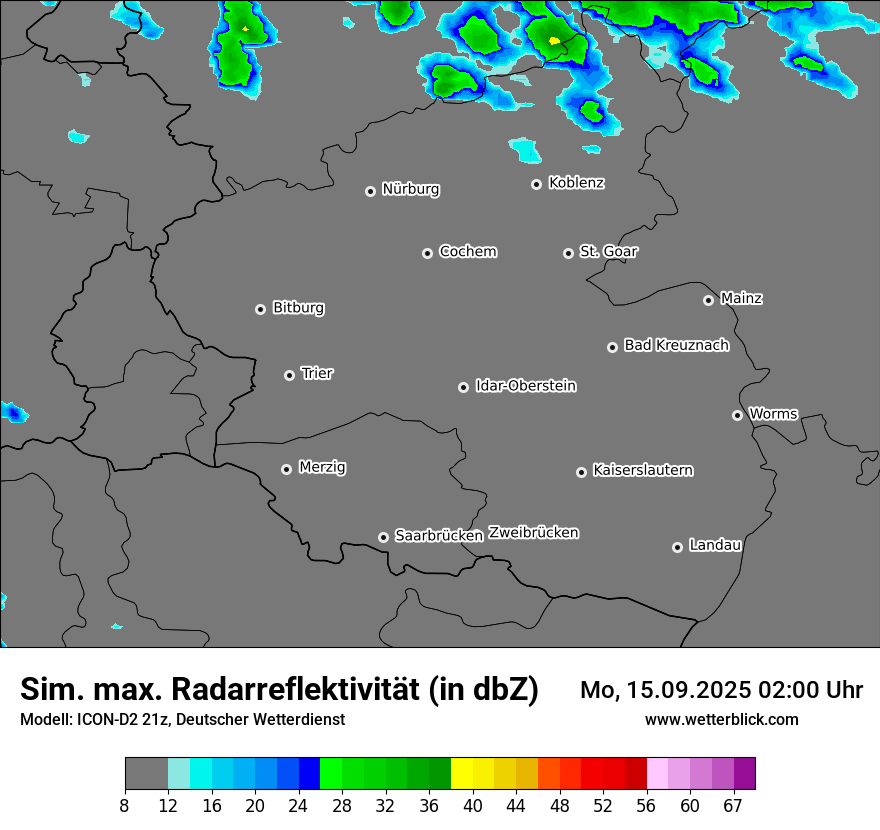Modellkarten Simuliertes Radarbild