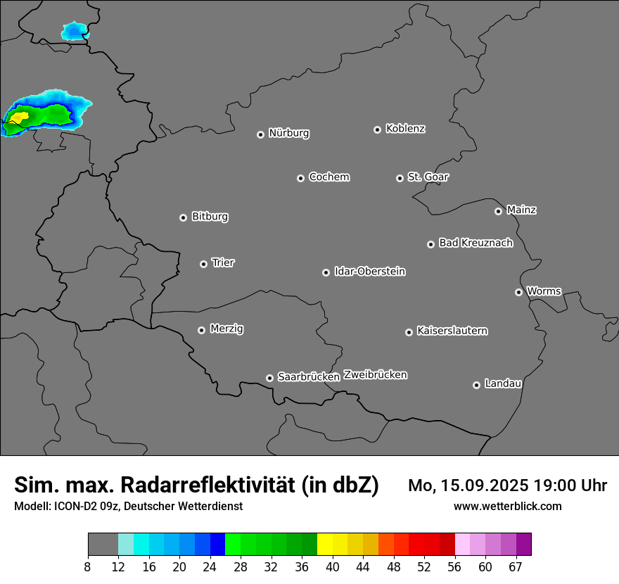 Modellkarten Simuliertes Radarbild