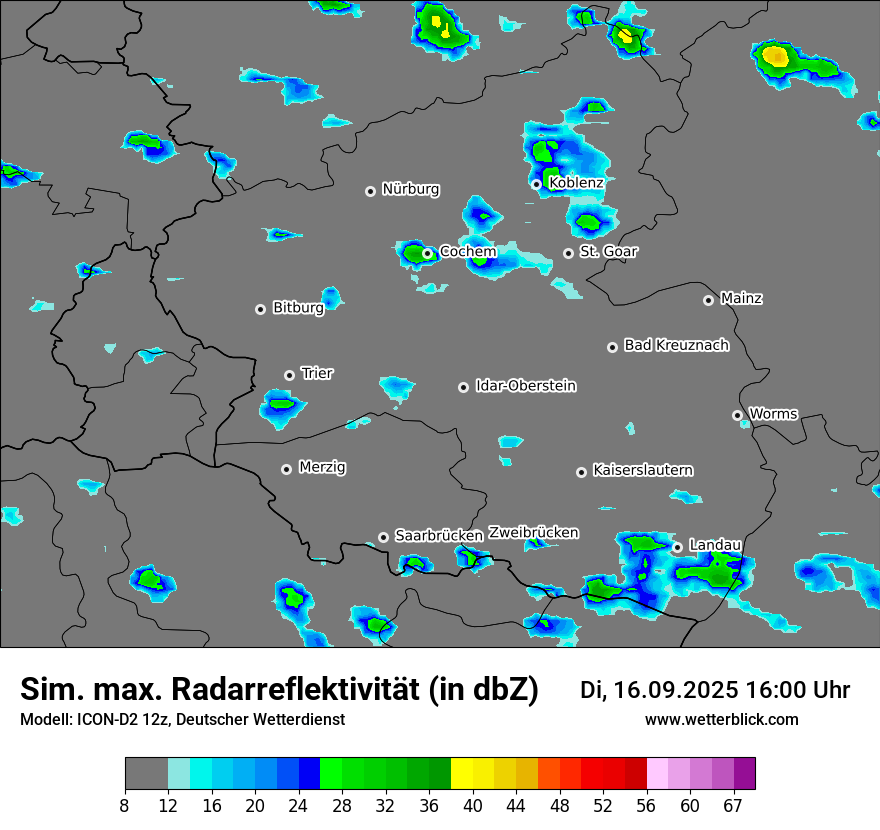 Modellkarten Simuliertes Radarbild