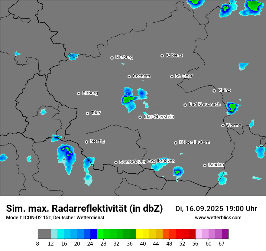 Modellkarten Simuliertes Radarbild